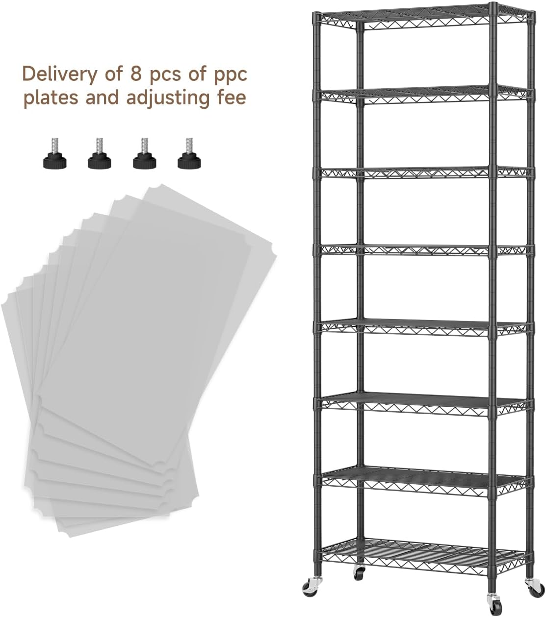 Golpart 4 Tier Adjustable Storage Shelves Metal Utility Shelf Wire Shelving Unit Organizer Rack for Home Kitchen Office Bathroom Pantry Room 12" D x 18" W x 44" H