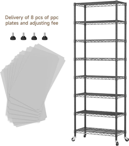 Golpart 4 Tier Adjustable Storage Shelves Metal Utility Shelf Wire Shelving Unit Organizer Rack for Home Kitchen Office Bathroom Pantry Room 12" D x 18" W x 44" H