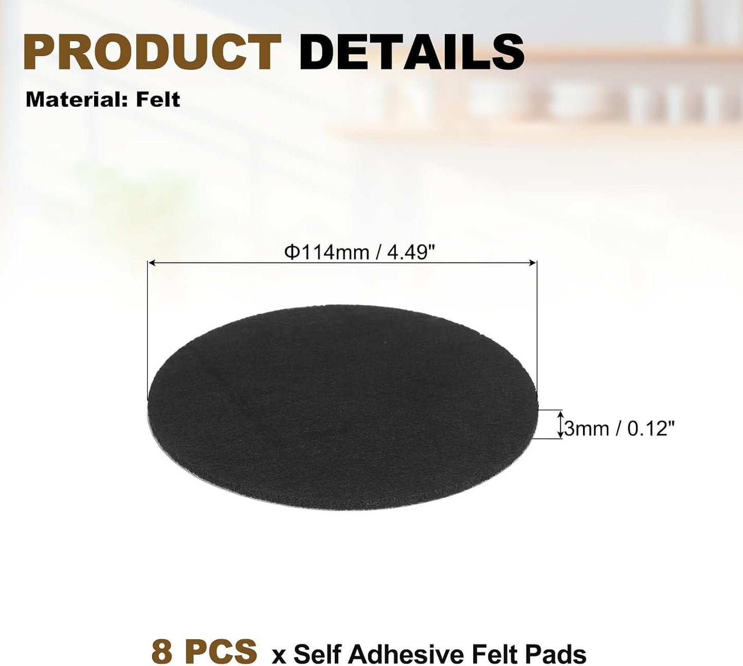 uxcell 32Pcs Non Slip Furniture Pads, 3" Round Self Adhesive Felt Bumpers Noise Reducing Furniture Feet Floor Protector for Chairs Tables Furniture Legs (White 0.2" Thick) - Colors B