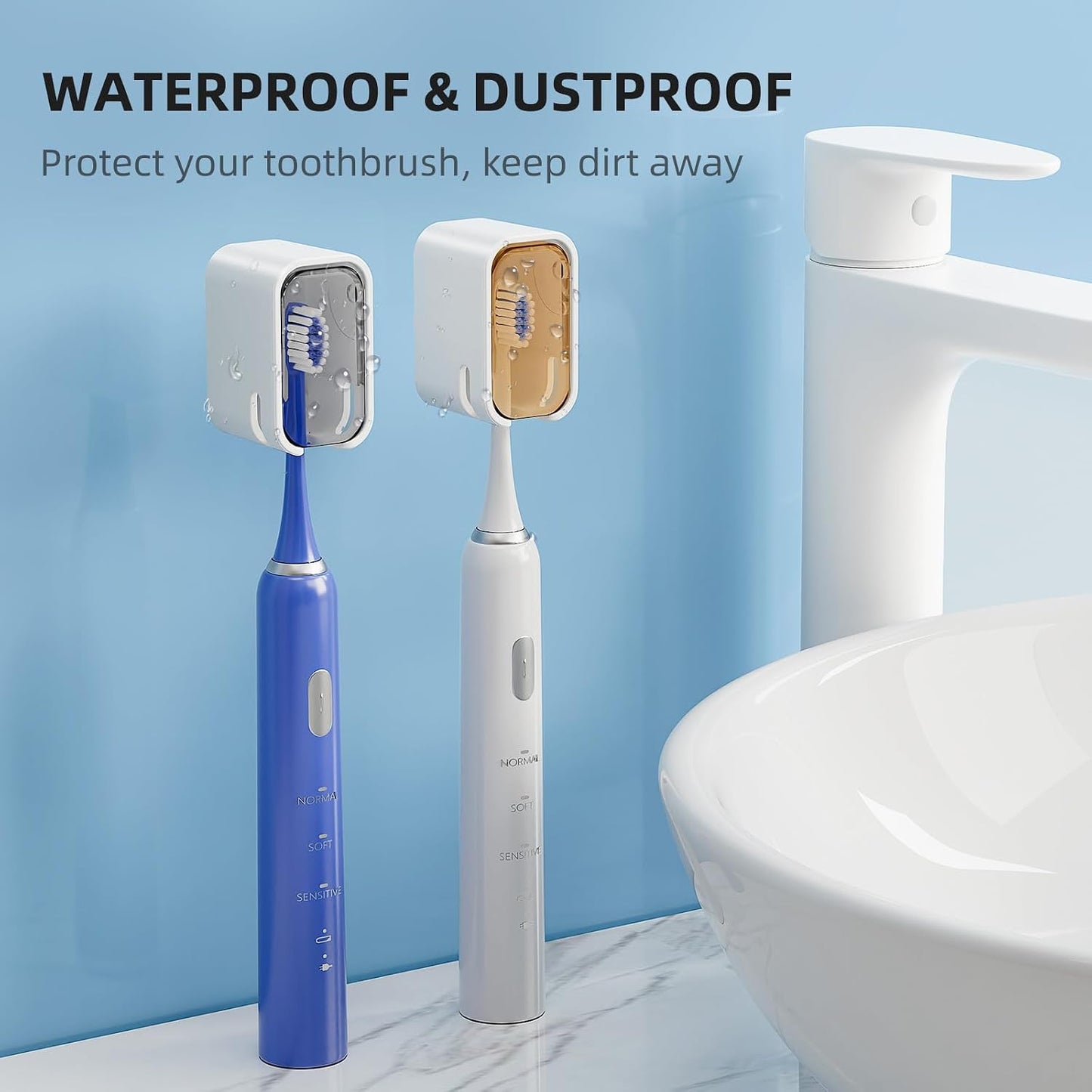 Travel Toothbrush Cover 2PCS,【Innovative Band Design】 Stay Closed Electric Toothbrush Covers Caps, Toothbrush Head Cover for Travel, Camping,Bathroom, Business