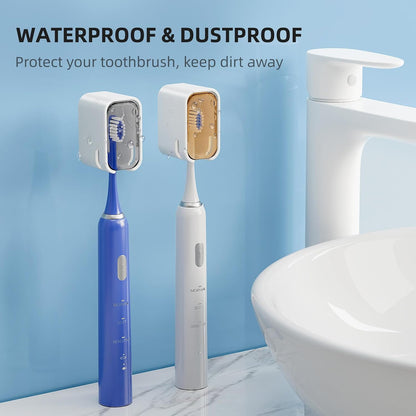 Travel Toothbrush Cover 2PCS,【Innovative Band Design】 Stay Closed Electric Toothbrush Covers Caps, Toothbrush Head Cover for Travel, Camping,Bathroom, Business