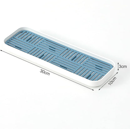 2-in-1 Kitchen Sink Caddy Organizer with Plastic Drain Grate, Double-Layer Drain Sponge Soap Holder & Food Fruit Vegetable Drain Tray for Sink Countertop Home Kitchen Restaurant Hotel, Grey (1 Pack)