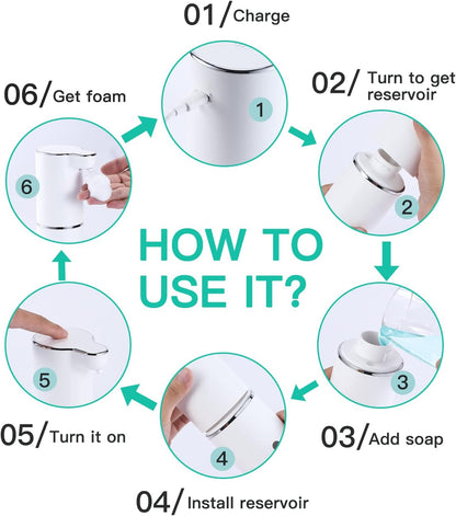 LAOPAO Soap Dispenser, Automatic Foaming Hand Soap Dispenser Touchless Rechargeable Bathroom Countertop Soap Pump for Kids Xmas Gift 300ml