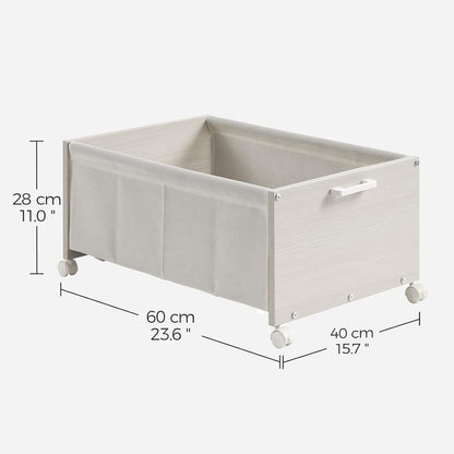 FOUCSSOMEI Under Bed Storage with Wheels, Wooden Under Bed Drawers On Wheels, Rolling Under Bed Shoe Storage, Space Saving, Rustic Brown,30L