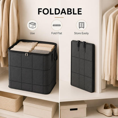 Spacious Moving Storage Bin Blanket Storage Bags with Zipper and Handles Large Foldable Bedding Winter Clothes Quilts Comforter Sweaters Organizer Machine Washable Capacity Fabric