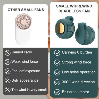 2PCS 360° Rotatable Portable Mini Clip-On Fan, Small Whirlwind Bladeless Fan Clip On, 2026 Upgrade Adjustable 3-Speed Suspended Whirlwind Cooler Fans, For Outdoor & Travel & Office