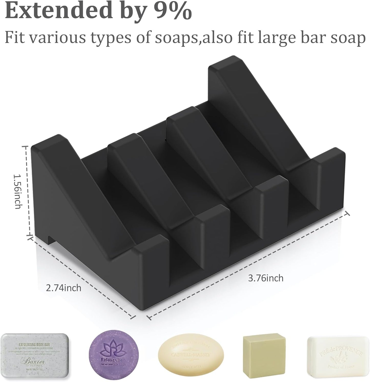 Silicone Soap Dish Set,3PCS Self Draining Soap Holder for Bar Soap | Self draining silicone soap dish with drainage,waterfall design keeps bar soap dry,extended soap holder for shower,bathroom