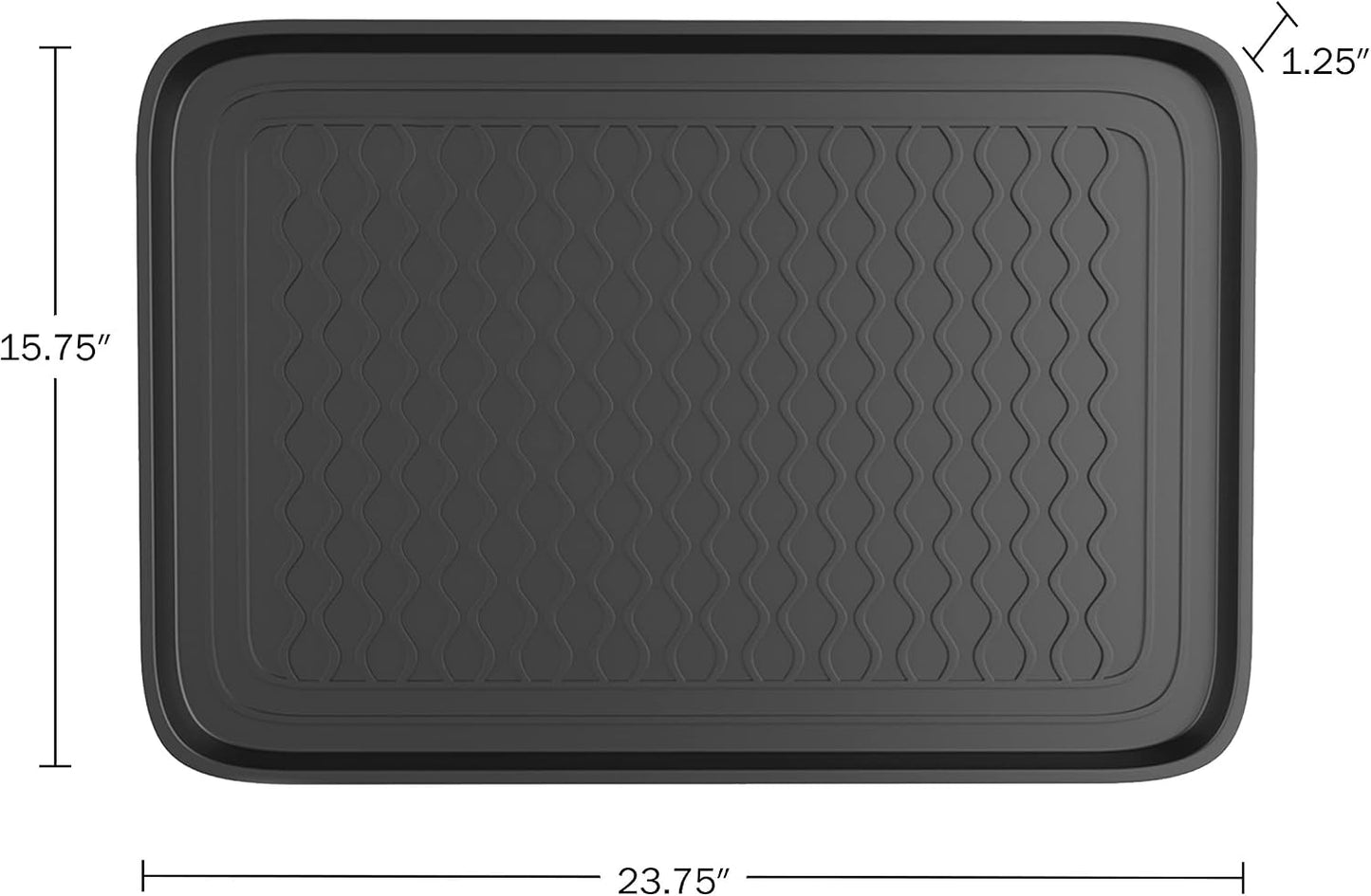 All-Weather Indoor/Outdoor Mat for Boots - Weather-Resistant Hard Plastic Shoe and Boot Tray with Raised Edge by Stalwart (Black, MEDIUM)