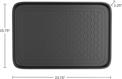 All-Weather Indoor/Outdoor Mat for Boots - Weather-Resistant Hard Plastic Shoe and Boot Tray with Raised Edge by Stalwart (Black, MEDIUM)