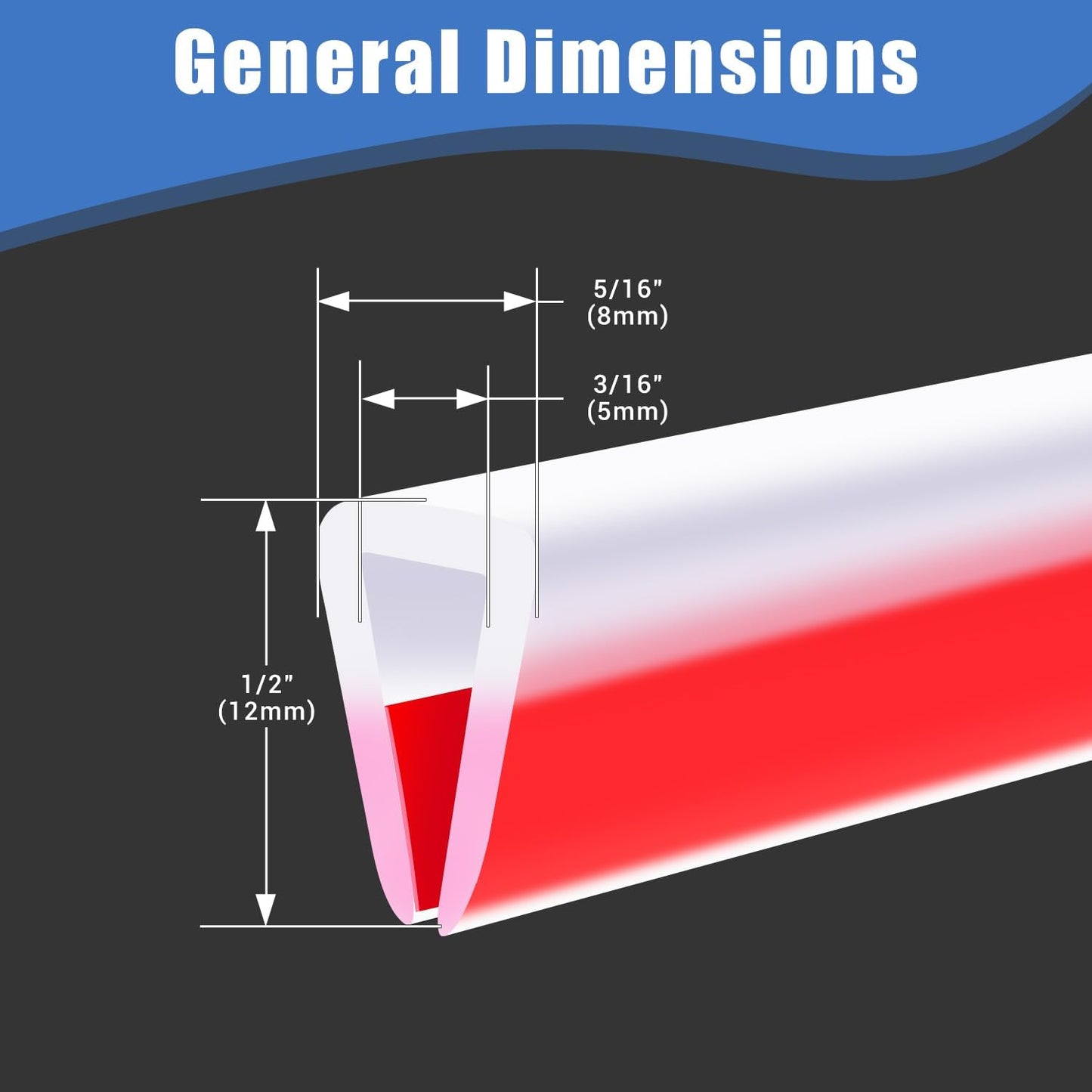 Clear Rubber Edge Trim, Self-Adhesive Silicone Edge Trim, Edge Protector for Sheet Metal, Glasses or Flexi Glasses, Silicone Rubber Material, Transparent Color, Fit 1/4"(6mm), U Channel Edge Guard