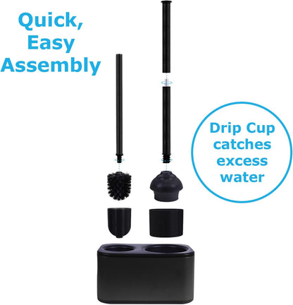 Blue Donuts Toilet Brush and Plunger Set with Holder, Sleek Minimalist Modern Stainless Steel Bathroom Accessories Toilet Plunger and Toilet Bowl Brush Combo