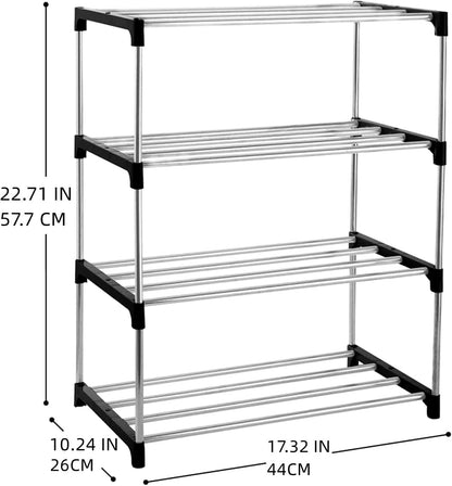 3-Tier Stackable Small Shoe Rack, Lightweight Shoe Shelf Storage Organizer for Entryway, Hallway and Closet(Black)