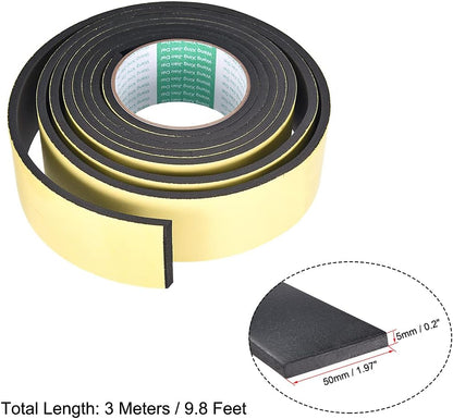 uxcell Sealing Foam Tape 5mm Wide 3mm Thick 4m/13ft Long, Self Adhesive Weather Strip for Window Door Insulation, Pack of 2