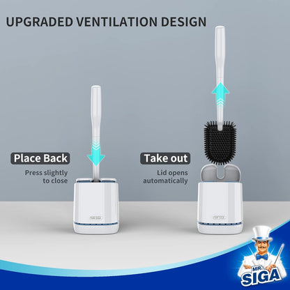MR.SIGA Toilet Bowl Brush and Holder, Durable and Flexible Bristles, Wall Mounted Toilet Brush for Bathroom Cleaning, Black, 1 Pack