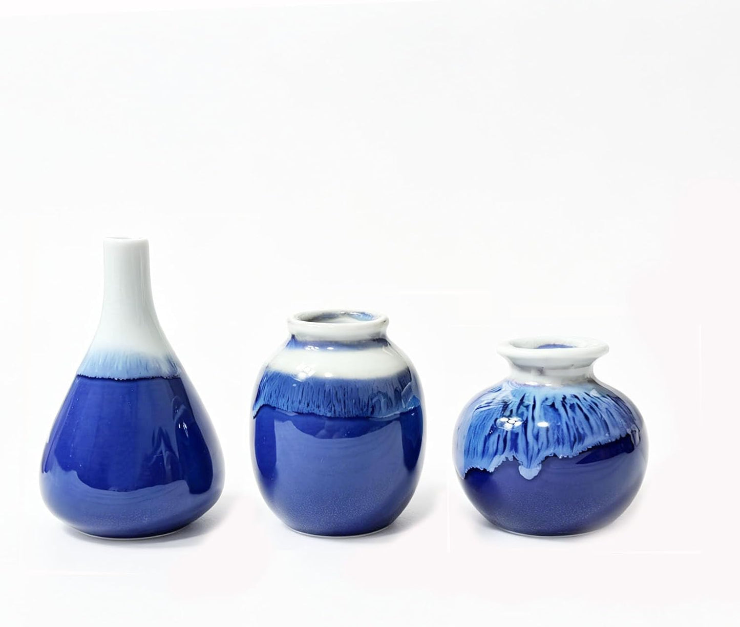 Daittin 3-Piece Ceramic Vase Set - Small Bud Vases for Dried/Fresh Flowers, Tabletop Decor for Living Room, Bedroom & Office, Compact & Stylish Decor Pieces for Gift Givers (Pink)