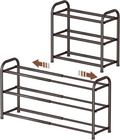 Gonfoam Shoe Rack for Closet, Expandable Shoe Organizer Storage Shelf, Adjustable Metal Free Standing Small Closet Shoe Rack for Entryway, Doorway (2-Tier Black)