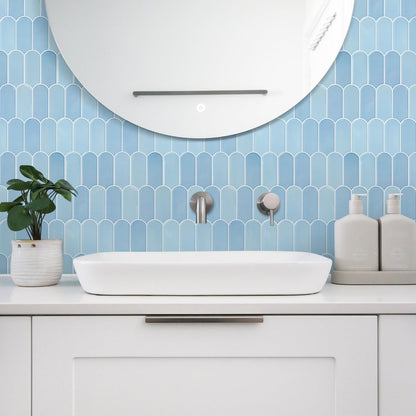 Vamos Tile Upgraded Thicker Design Peel and Stick Backsplash Tile, Self Adhesive Vinyl Wall Tiles, Stick on Backsplash for Kitchen, Bathroom, RV,Pantry,10-Sheet Grayish Blue Marble with White Grout