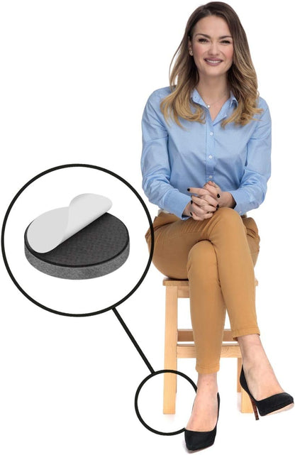 Slipstick Premium Wool Felt Furniture Pads/Floor Protectors (1 Inch Round Value Pack) Includes 40 Heavy-Duty Felt Chair Leg Pads with Self-Stick Adhesive, Gray, CB115