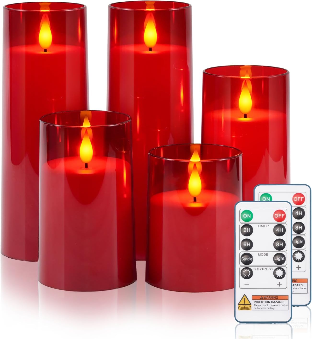Raycare Flameless Candles Battery Operated with Remote Timer, Acrylic Flickering LED Pillar Candle for Christmas, Wedding, Home Decor, Gift for Family and Friend, White, Set of3