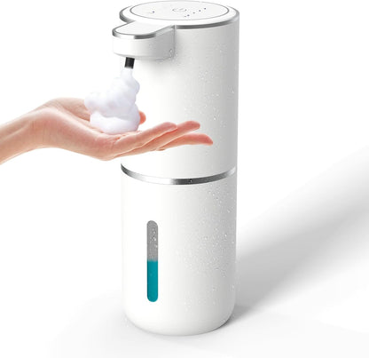Automatic Soap Dispenser – Touchless Foaming Soap Dispenser 400ml USB Rechargeable Dispenser Electric Wall Mounted 4levels Adjustable Foam Soap Dispenser Pump for Bathroom Kitchen(Silver)