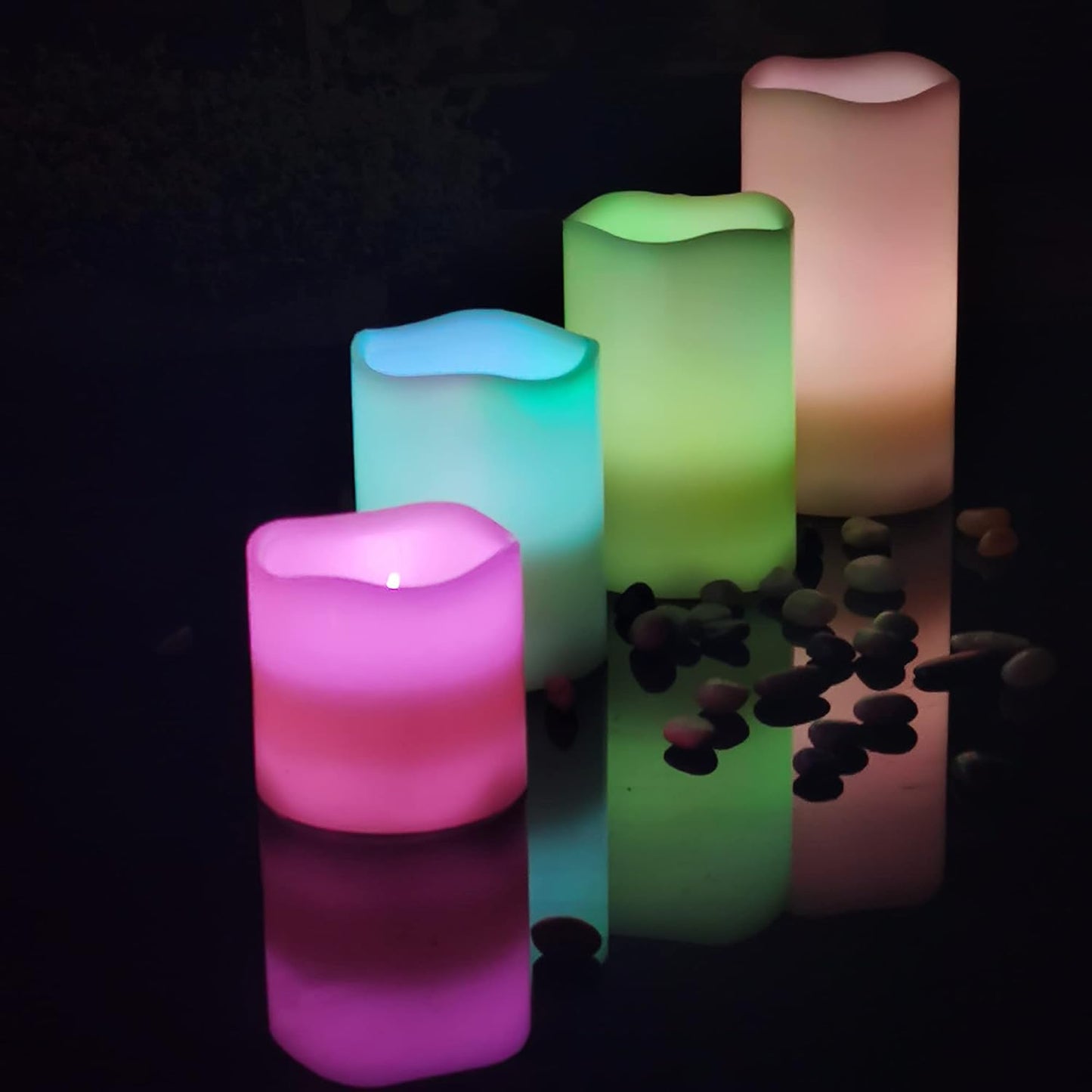 Battery Operated Flameless Candles with Remote Timer Real Wax Realistic Bright Flicker Flickering Electric Electronic LED Pillar Lights Home Wedding Party Decorations Set of 3 Rustic Texture Gray Grey