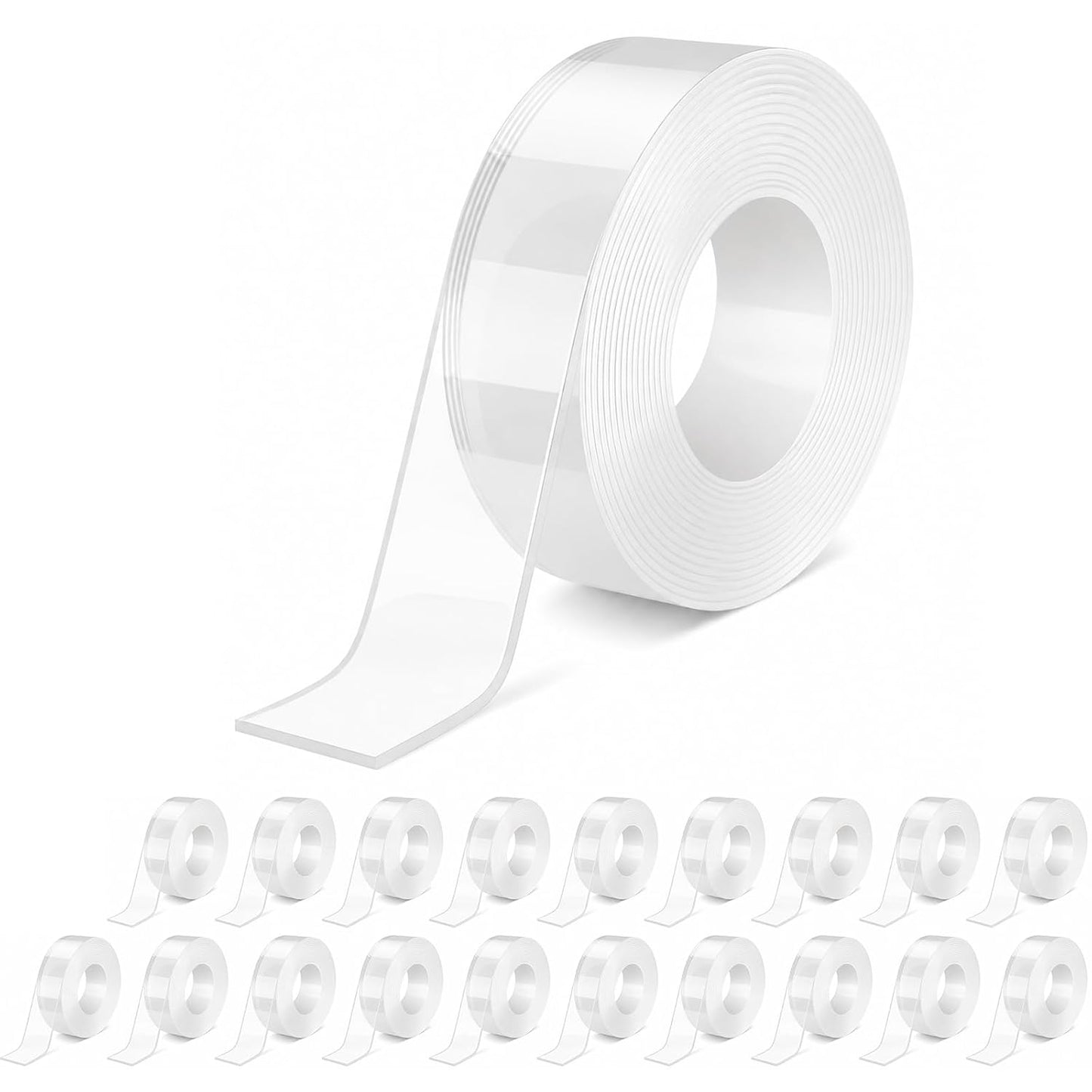 Double Sided Nano Tape, Clear, Removable, No Residue, Reusable, 300cm/9.85 Ft Roll, for Wall Hanging, Posters, Carpet, Home Decoration 4pack
