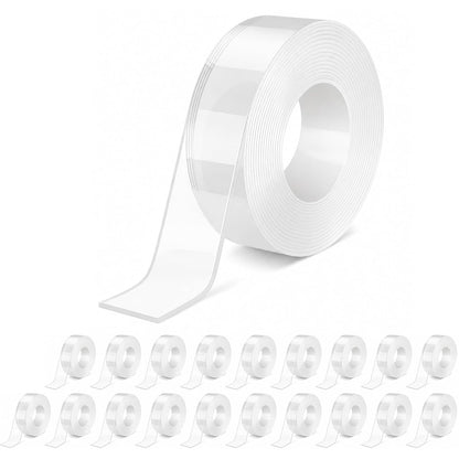 Double Sided Nano Tape, Clear, Removable, No Residue, Reusable, 300cm/9.85 Ft Roll, for Wall Hanging, Posters, Carpet, Home Decoration 4pack