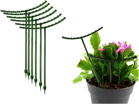 Belit 8 Pack Small Plant Support Plant Stakes, Garden Flowers Green Plant Support Ring, Planter Support Ring for Schlumbergera, Clivia, Vegetables, 5.5" Wide x 9.8" High
