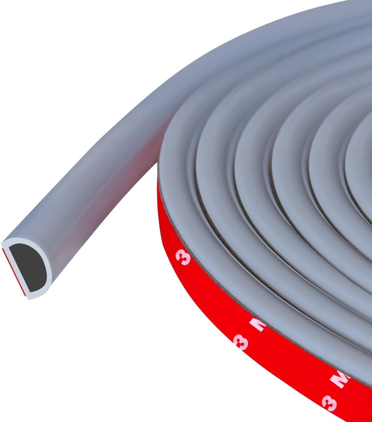 Weather Stripping Door Seal Self Adhesive Weather Strip Silicone D Shaped Door Seal Strip for Door Frame/Window Seal, 20Ft, Brown (3/8" W × 1/4" T)