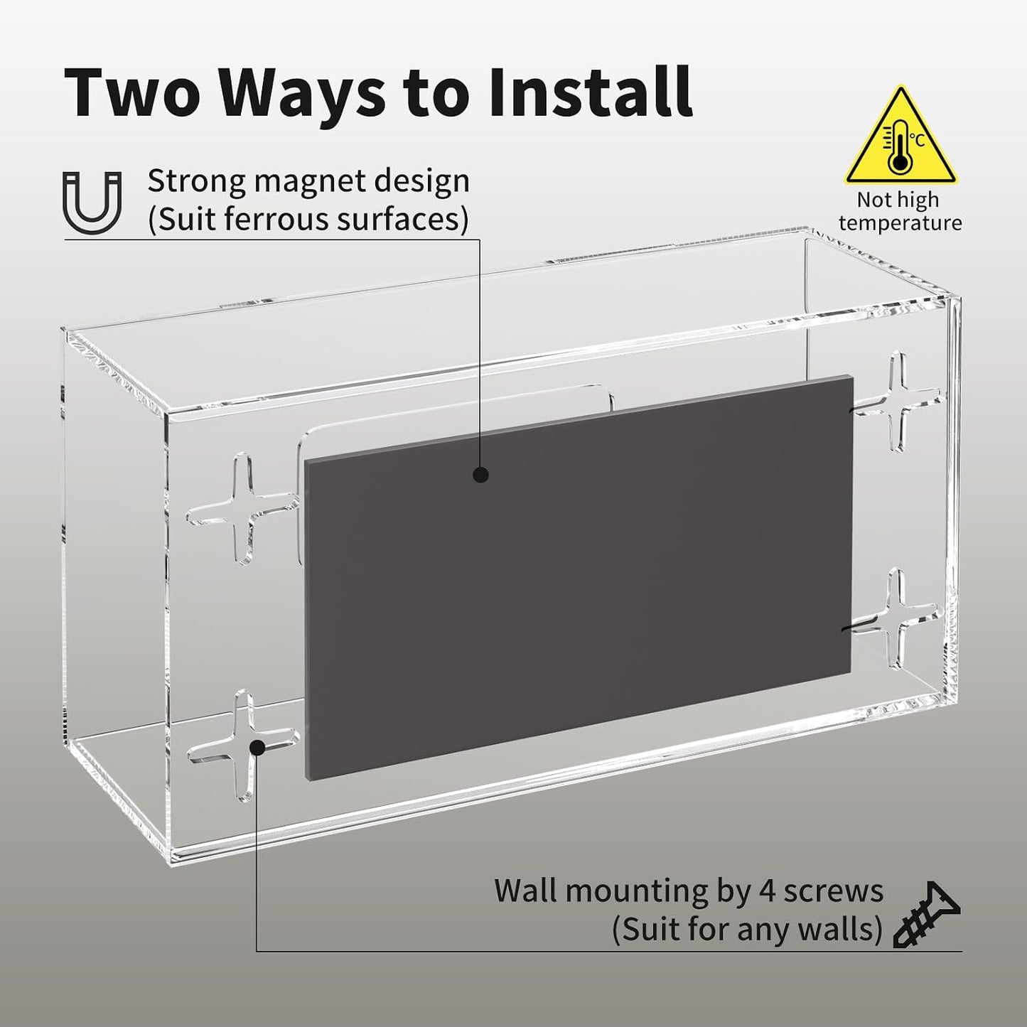 HIIMIEI Glove Holder for Wall Mount: Magnetic Gloves Box Holder, Acrylic Disposable Rubber Latex Glove Dispenser
