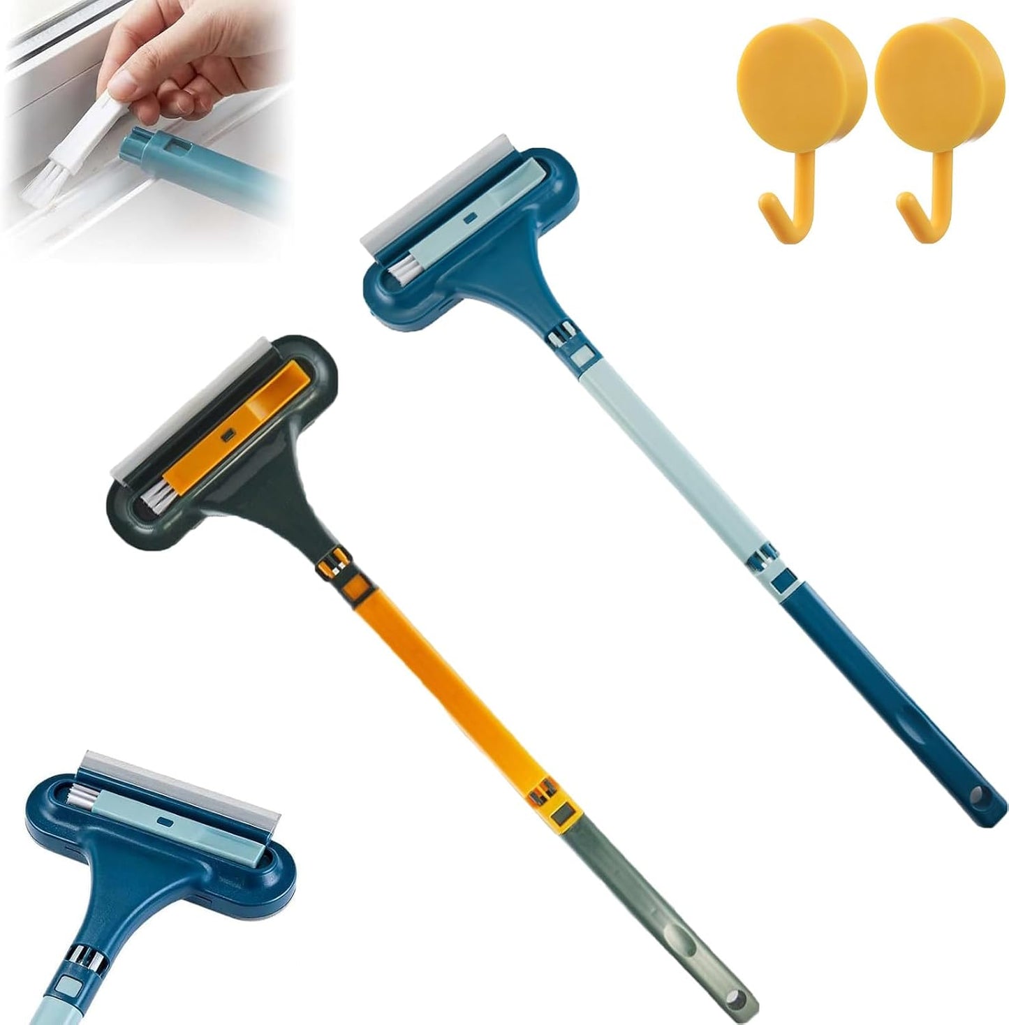 2 in 1 Window Screen Cleaning Brush, 2026 Upgraded Window Screen Cleaning Brush, Double-Sided, Suitable for Both Wet and Dry Use; Ideal for Windows and Glass (Green+Blue)