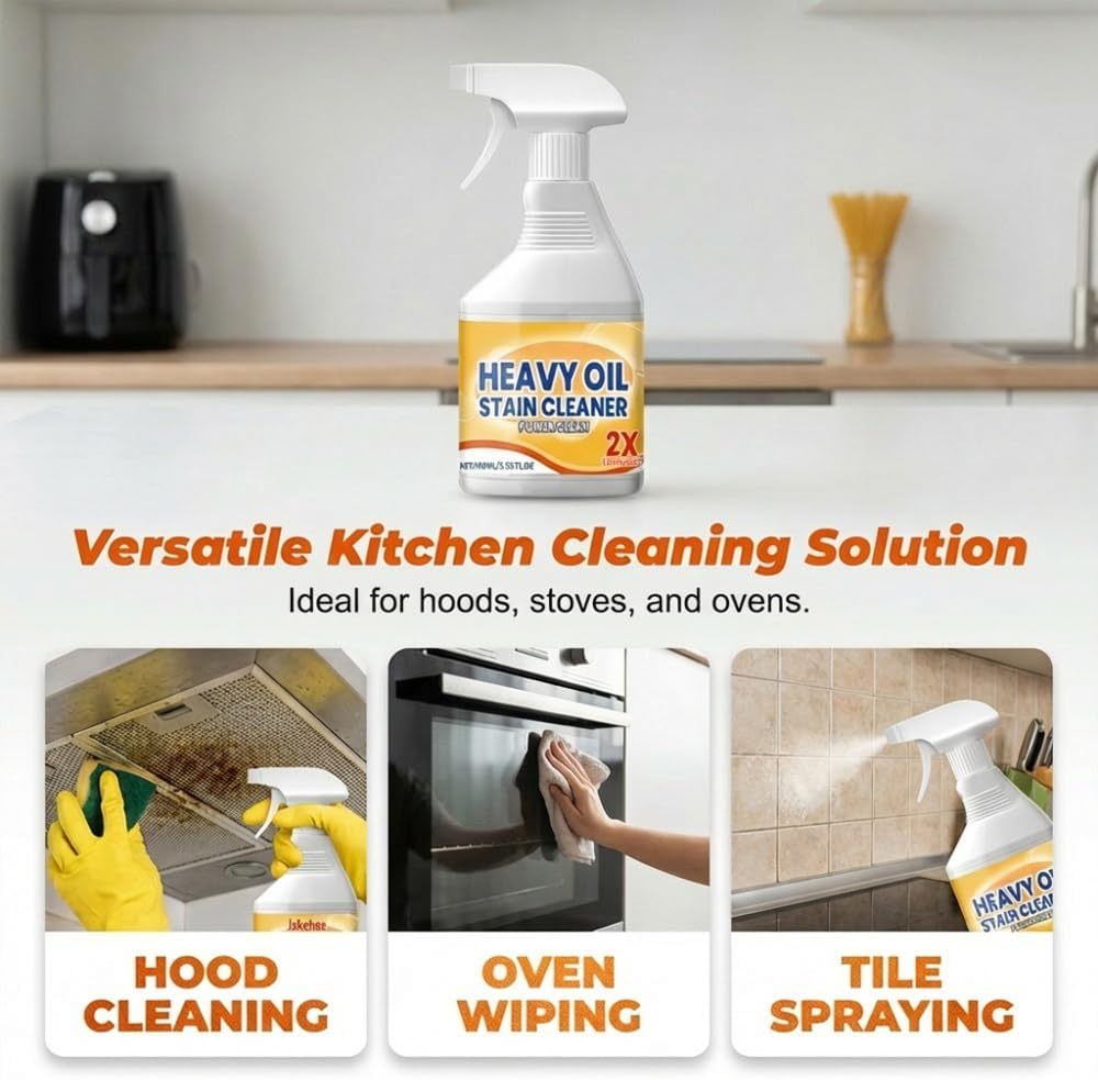 Kitchen Heavy Oil Cleaner, Heavy Duty Stove Top Cleaner & Oven Cleaner - Bio-Enzyme Degreaser for Range Hood Stove & Oven, Lemon Scent (1pcs 100ML)