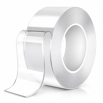 2 Inch x 10 FT Nano Double Sided Tape, Clear Heavy Duty Mounting Tape | Washable reusable gel adhesive, cuttable strips, smooth surface grip, no drilling for home office decor