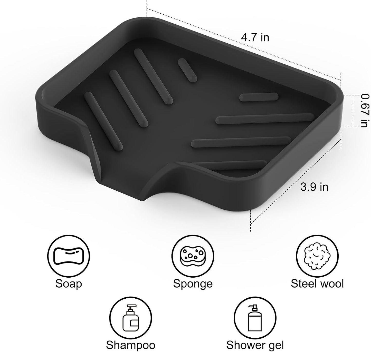 2 Pack Silicone Soap Dish, Self Draining Soap Dish, Non Slip Bar Soap and Sponge Holder for Bathroom Kitchen Sink Counter Organizer Easy to Clean Soap Tray Waterfall Soap Saver