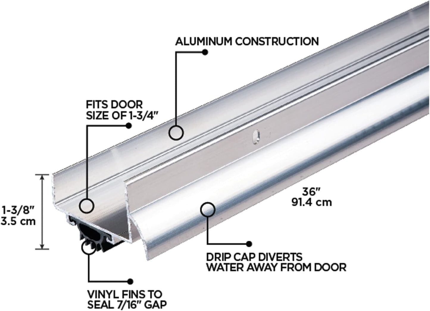 M-D Building Products 49000 36 in. Satin Nickel Aluminum U-Shape Screw-on Under Door Seal