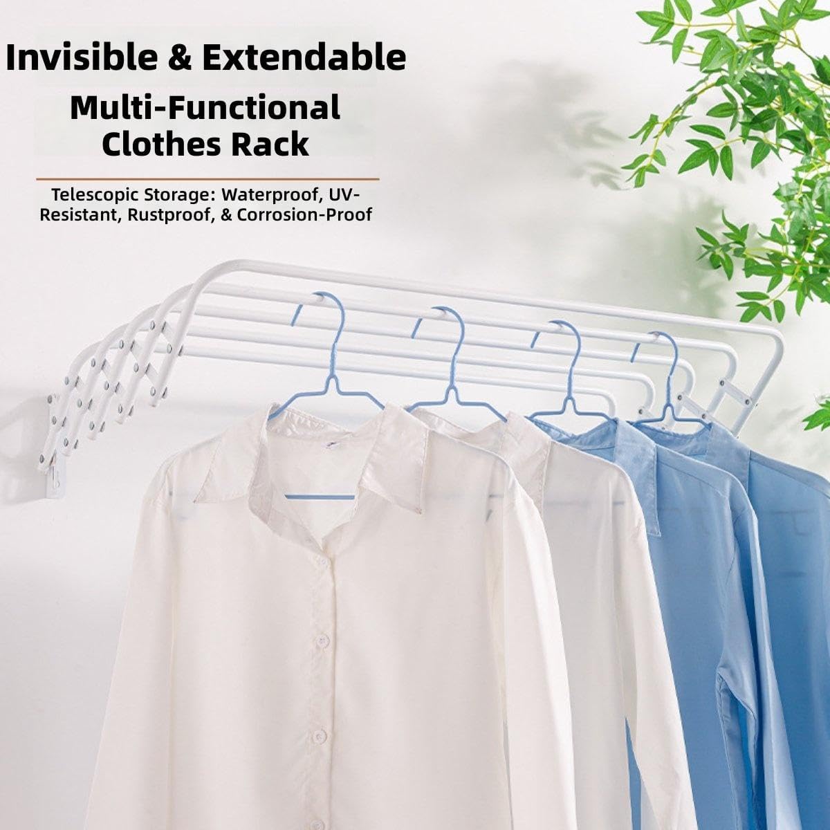 Clothes Drying Rack, Wall Mounted, Retractable, 3 Fold Accordion Design, Space Saving, Durable, Heavy Duty for Laundry Room, Bathroom, Indoor, Outdoor Use