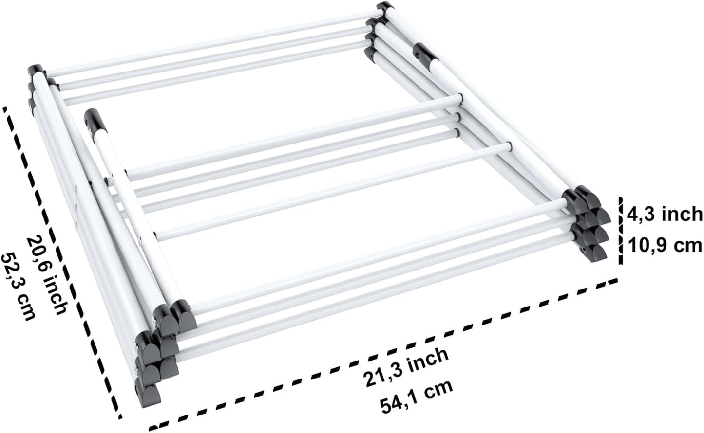 Honey-Can-Do Heavy-Duty Gullwing Clothes Drying Rack, 50 lb, White | Gullwing rack adds 46 ft of drying space with dedicated shoe bars. Sturdy metal, 50 lb capacity, folds flat.