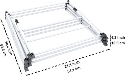 Honey-Can-Do Heavy-Duty Gullwing Clothes Drying Rack, 50 lb, White | Gullwing rack adds 46 ft of drying space with dedicated shoe bars. Sturdy metal, 50 lb capacity, folds flat.