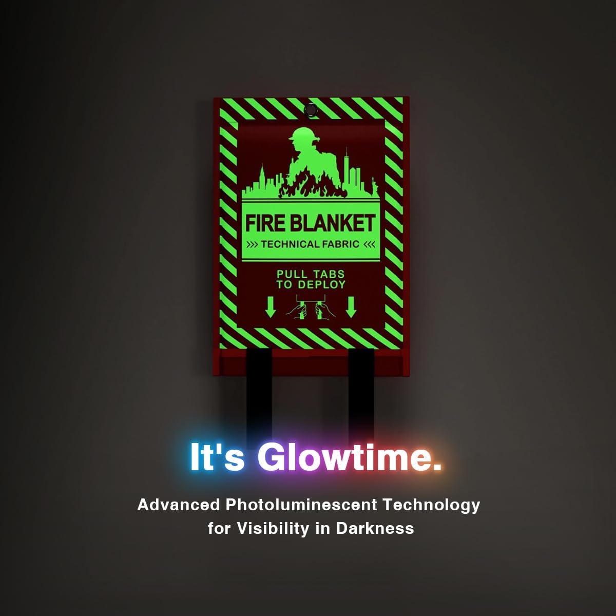 Glow-in-The-Dark Emergency Fire Blanket-3 ply Glass Fibre Fabric Construction, 2 Side Silicone Coated Fire Blanket, 40” x 40” Fiberglass Fire Blankets Emergency for Home and Kitchen, 2 Pack