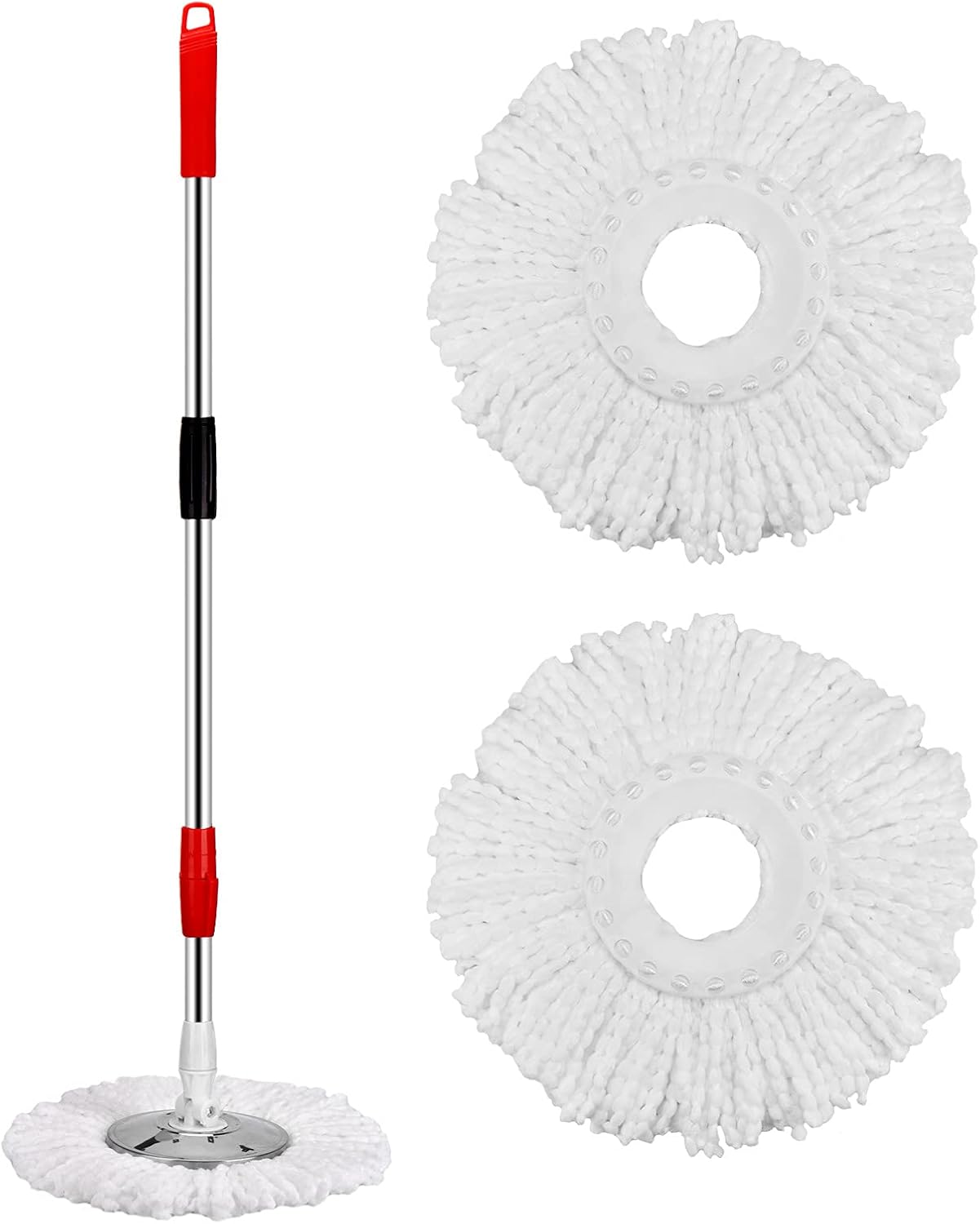 Mop and Bucket with Wringer Set 360° 3psc Microfiber Spin Mop with Bucket and Dual Mop Heads Self Wringing Spinning Mop for Office and Home Use (20QT)
