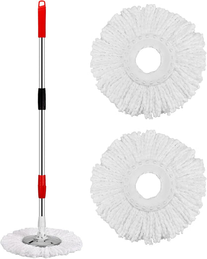 Mop and Bucket with Wringer Set 360° 3psc Microfiber Spin Mop with Bucket and Dual Mop Heads Self Wringing Spinning Mop for Office and Home Use (20QT)