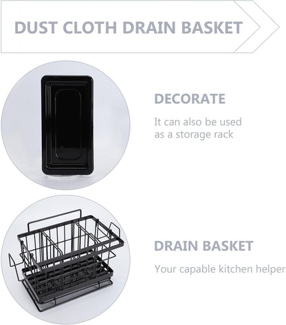 1pc Wall-mounted Adjustable Stainless Steel Sponge Drain Rack for Kitchen Sink Dust Cloth Storage Basket Neat Organizer for Cleaning Tools and Utensils