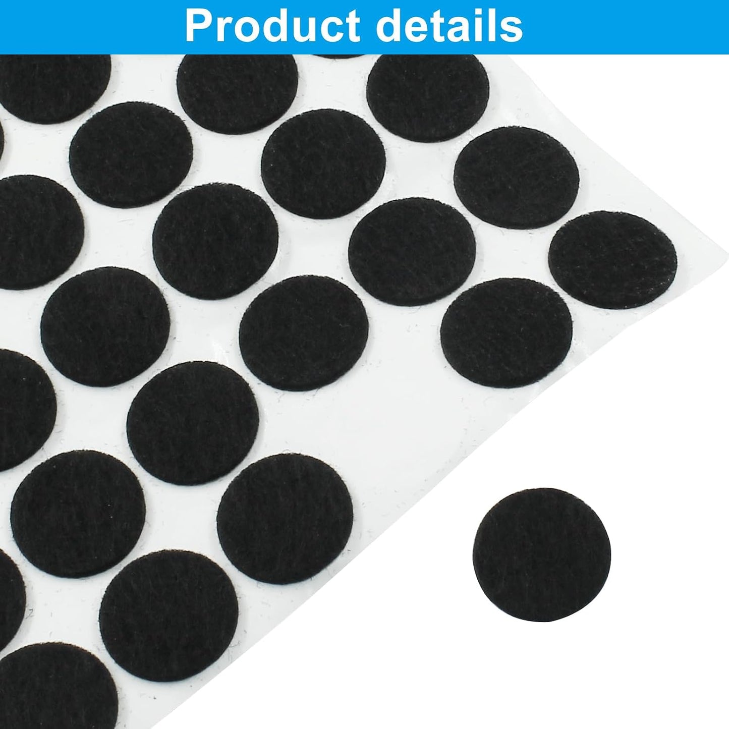 Bivethoi 180pcs Self-Stick Round Felt Furniture Pads Self-Adhesive Felt Pad for Chairs & Seat Legs, Easy Slide, Anti Scratch, Noise Stopper, Bumper & Buffer, Floor (0.7"/18 mm, Black, Round)