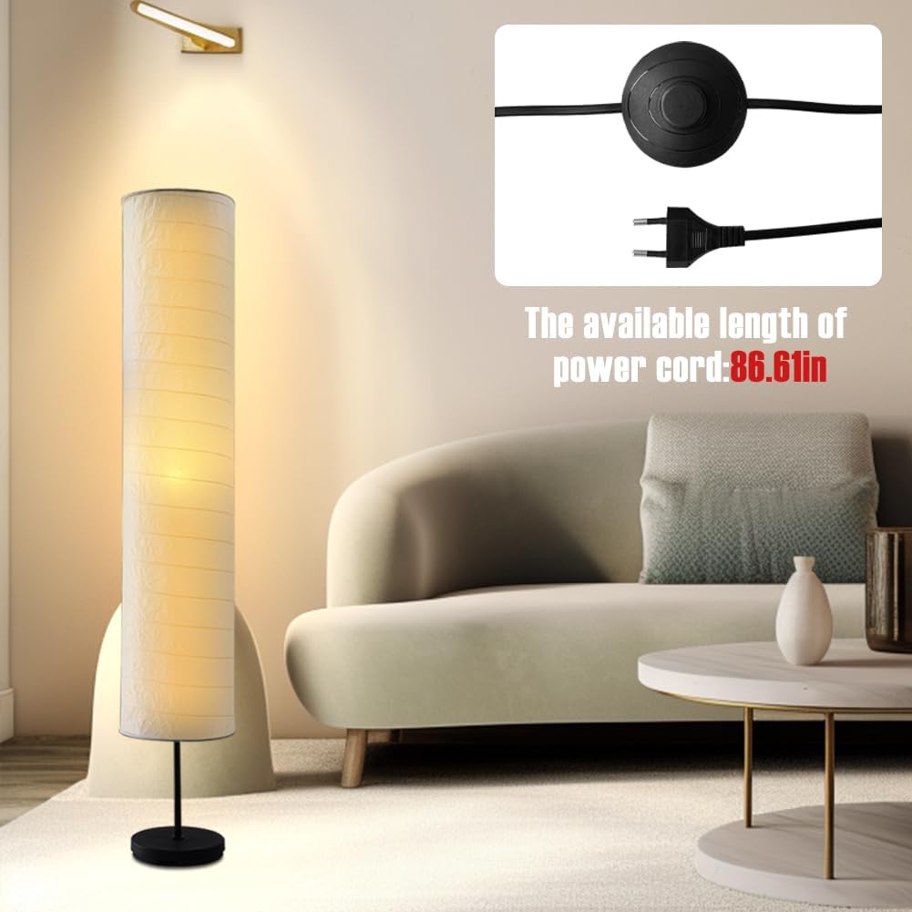 Paper Floor Lamp, Floor Lamps, Paper Standing Lamp, Room Decoration Festival Lantern Light for Bedroom Dresser Living Kids Room Dorm Coffee (White, 46inch)