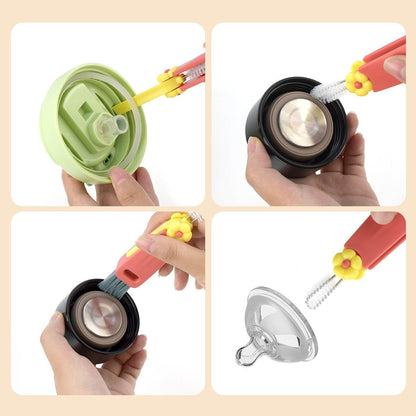 3 Pcs 3 in 1 Cup Lid Cleaning Brush Crevice Cleaning Brush for Bottle Gap 3 in 1 Cleaning Brushes for Tight Spaces Multifunctional Portable Cup Lid Cleaner Home Kitchen Cleaning Tools (Green Blue Red)