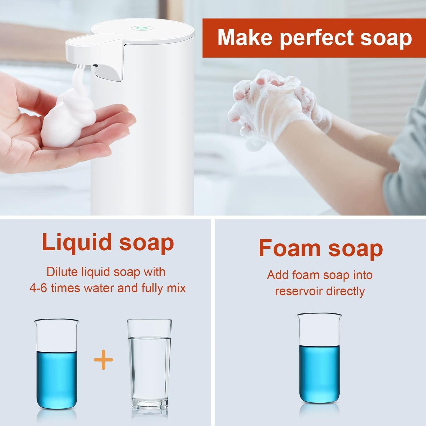LAOPAO Rechargeable Automatic Foaming Soap Dispenser - Stainless Steel Touchless 9oz Foam Soap Dispenser for Bathroom and Kitchen - Xmas Gift