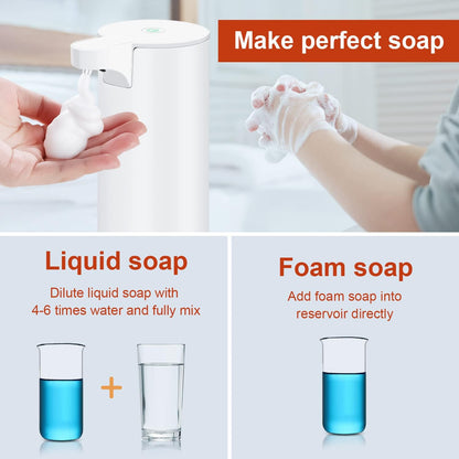 LAOPAO Rechargeable Automatic Foaming Soap Dispenser - Stainless Steel Touchless 9oz Foam Soap Dispenser for Bathroom and Kitchen - Xmas Gift