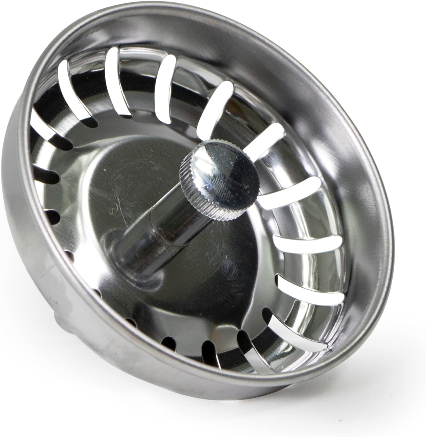 Highcraft 9754JO Stainless Steel Kitchen Sink Strainer Basket-Replacement for Standard Drains (3-1/2 Inch) -Ball-Lock Rubber Stopper, 3-1/2