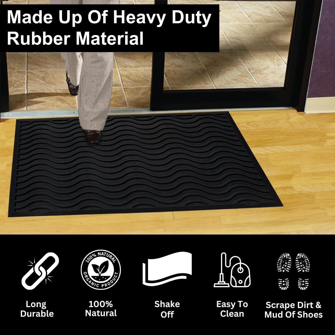 A1HC New Natural Rubber Premium Scrapper Door Mats-Keeps Mud and Dirt Away for Commercial and Residential Use, Office Entrance, Retail, Restaurants, Homes & Any Areas Where is Heavy Traffic 36"x60"