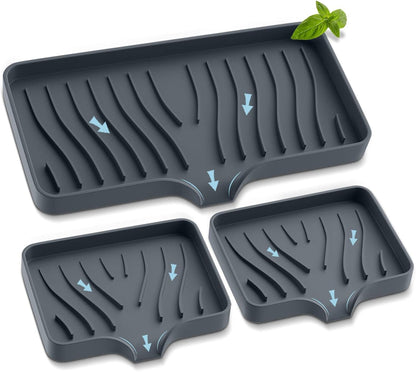 Kitchen Sink Tray,Self Draining Kitchen Soap Tray Soap Holder Silicone Sponge Holder for Kitchen Sink,Kitchen Bathroom Sink Caddy Sink Organizer for Sponge,Soap Dispenser,Dish Scrubber,Palm Brush